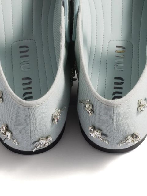 Miu Miu embroidered drill ballerinas - Green