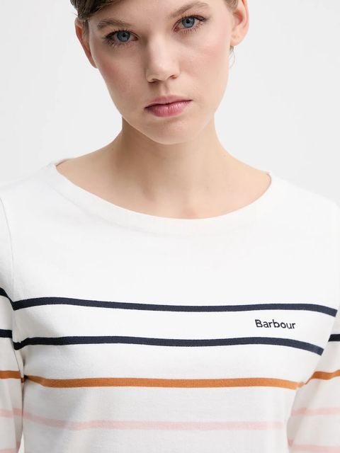 Barbour longsleeve bawełniany HAWKINS kolor beżowy LML0894