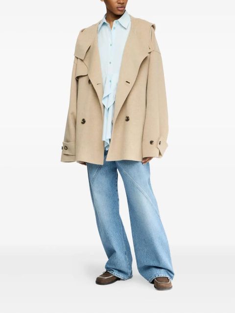 JW Anderson hooded double-breasted coat - Neutrals