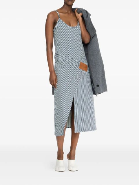 JW Anderson stripe-panel belted dress - Blue