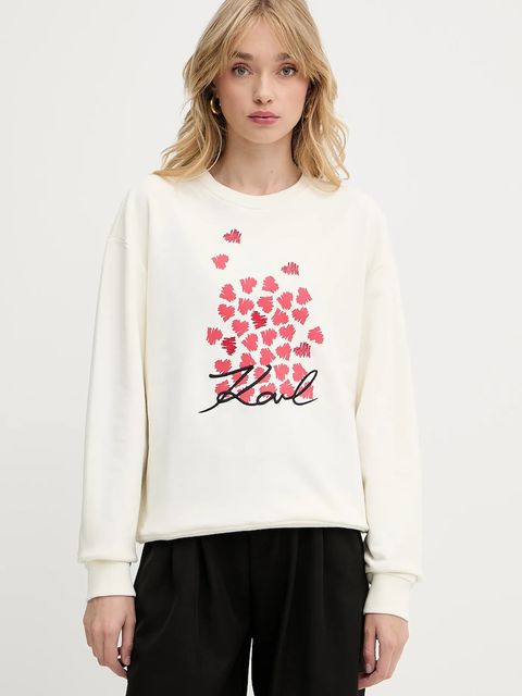 Karl Lagerfeld bluza bawełniana damska kolor beżowy z nadrukiem A3W20006 - zdjęcie produktu nr 1