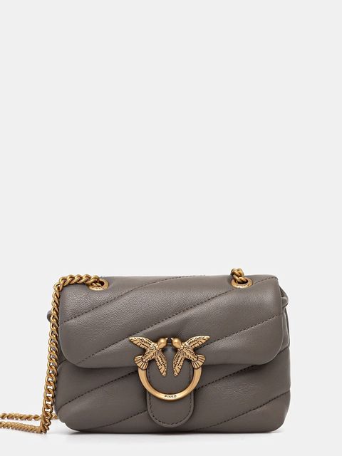 Pinko torebka skórzana kolor szary 100040 A0F2 - zdjęcie produktu nr 1