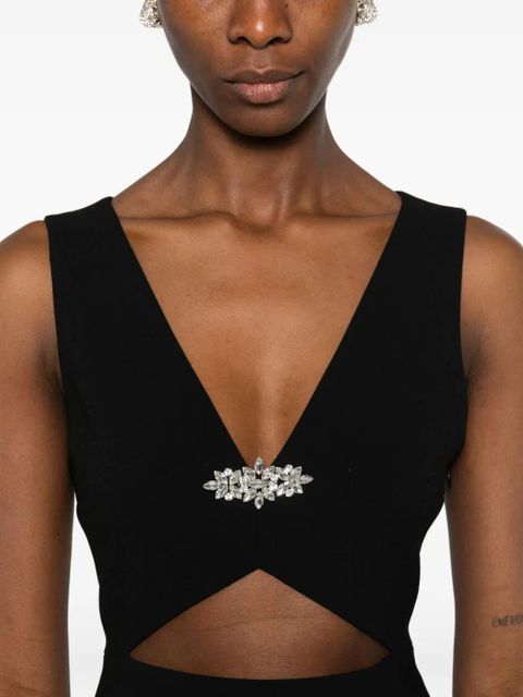Maje brooch cut-out mini dress - Black
