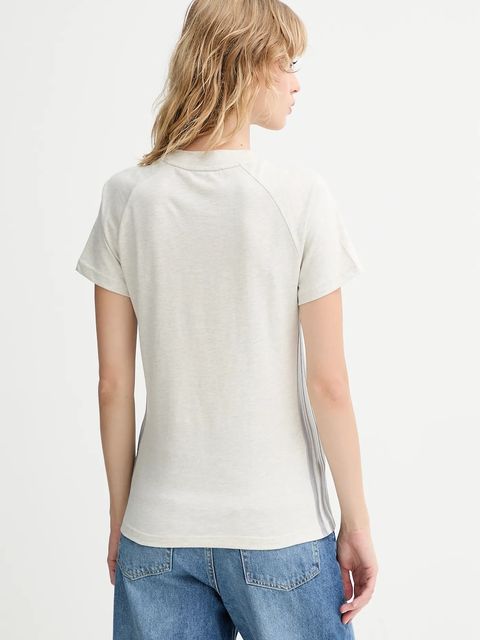 adidas t-shirt bawełniany Holiday 3-Stripes damski kolor beżowy JM1880