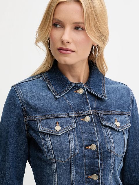 Guess kurtka jeansowa ANNALISE kolor granatowy przejściowa W5YN49 D5QP4