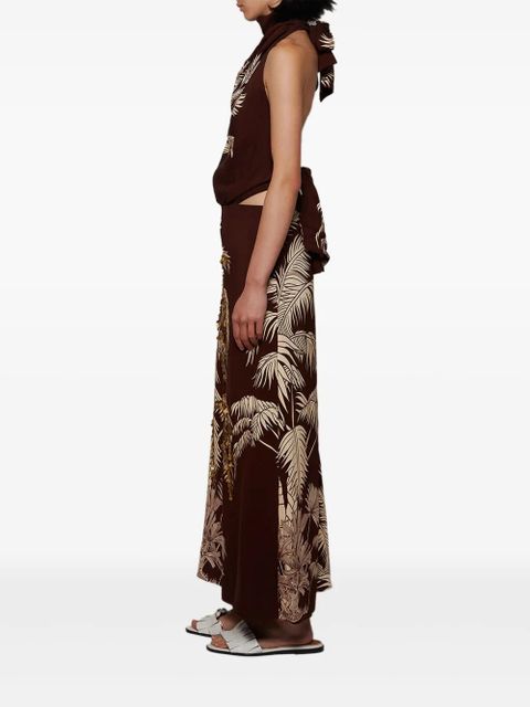Johanna Ortiz halterneck palm-print maxi dress - Brown