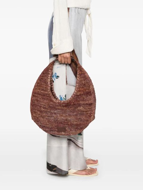STAUD large moon raffia shoulder bag - Brown - zdjęcie produktu nr 2