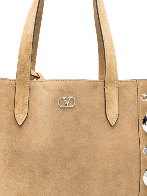 Valentino Garavani Nellcôte eyelet studded shoulder bag - Neutrals