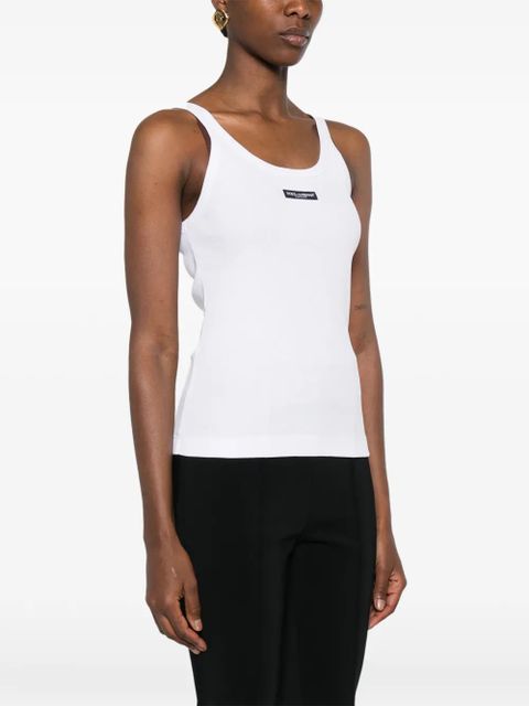 Dolce & Gabbana ribbed logo-label tank top - White