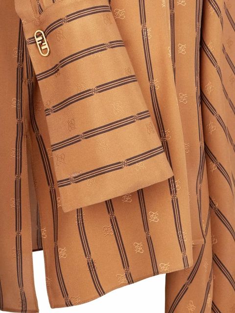 FENDI Karligraphy striped silk dress - Brown