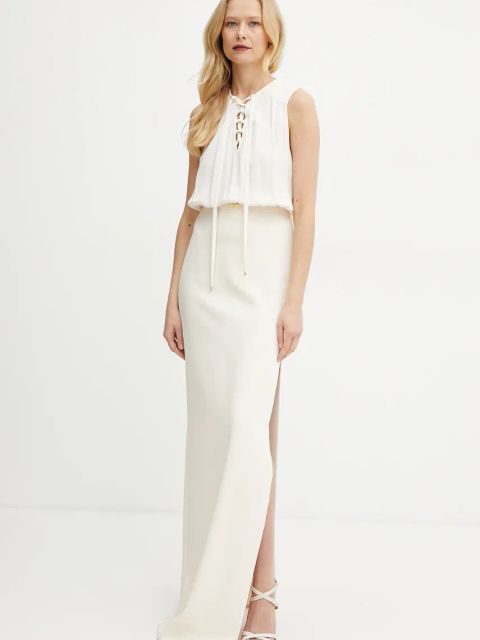 Elisabetta Franchi sukienka kolor beżowy maxi dopasowana ABR3851E2