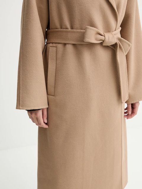 Calvin Klein płaszcz z dodatkiem wełny kolor beżowy LV040WL571