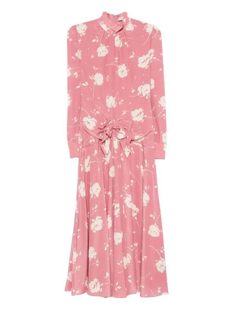 Alessandra Rich rose-print belted midi dress - Pink - zdjęcie produktu nr 1