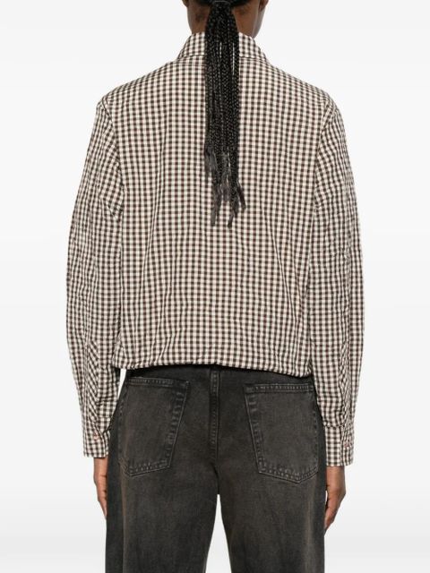 Moncler gingham logo-patch jacket - Brown