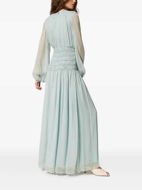TWINSET gathered-bodice maxi dress - Blue