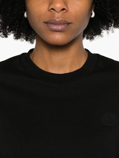 Moncler pleated-sleeve cotton T-Shirt - Black