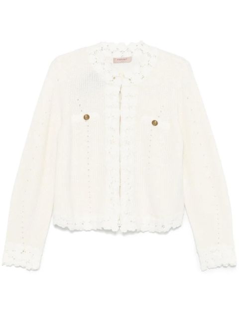 TWINSET guipure-lace trim cardigan - White - zdjęcie produktu nr 1