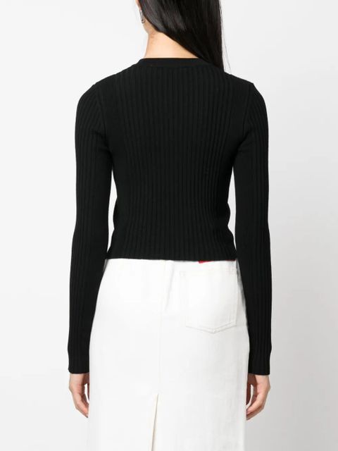 Rabanne ribbed wool-blend cardigan - Black