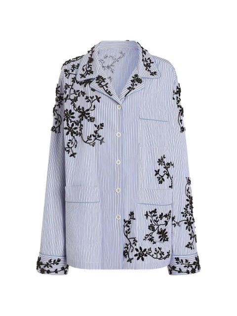 Dolce & Gabbana cotton vanity shirt with flowers embroidery - Blue - zdjęcie produktu nr 1