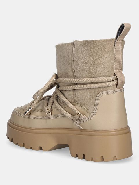 Tommy Hilfiger śniegowce REAL SHEARLING LACEUP damskie kolor beżowy FW0FW08996