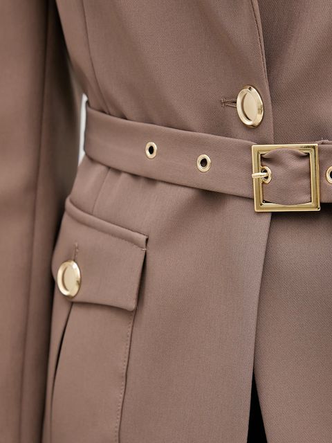 Gaudi marynarka kolor beżowy jednorzędowa gładka 521FD35023