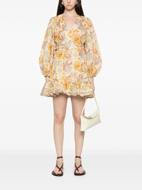 ZIMMERMANN ZIM DAYLIGHT MINI WRAP FRILL DRESS STAMP FLORAL CREAM - Neutrals - zdjęcie produktu nr 2
