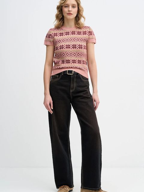 United Colors of Benetton sweter z dodatkiem wełny x Stranger Things damski kolor różowy 171RE10EN - zdjęcie produktu nr 2