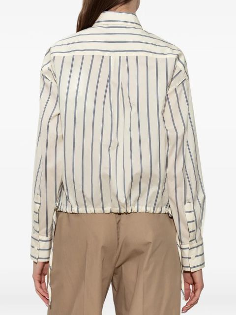 Moncler drawstring-details striped cotton shirt - Neutrals