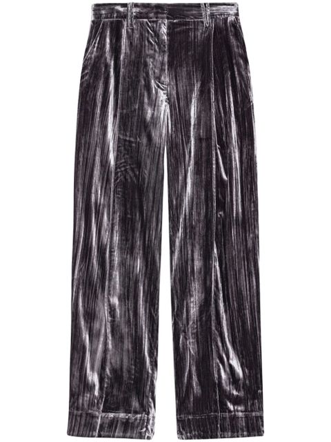GANNI striped velvet-finish straight-leg trousers - Black - zdjęcie produktu nr 1