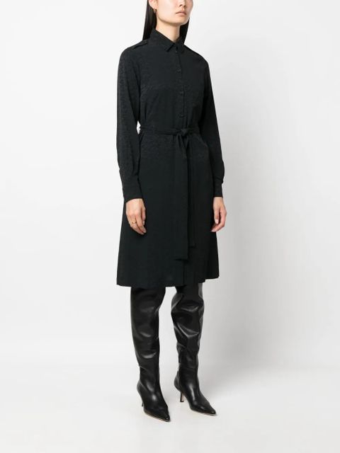 PINKO monogram-pattern belted shirtdress - Black