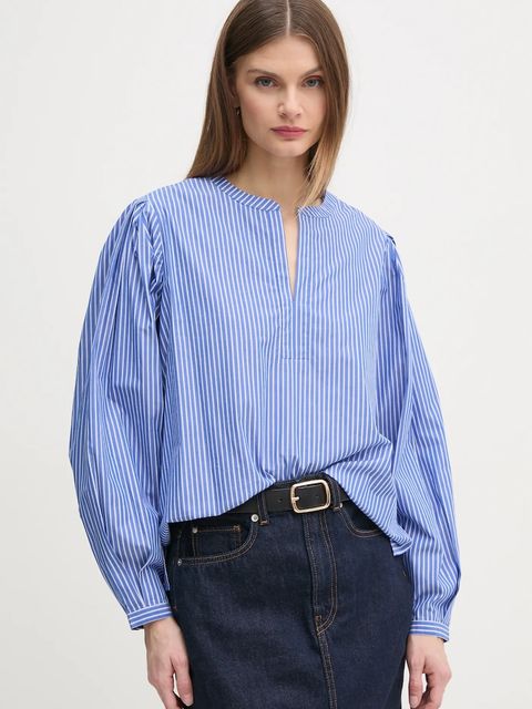 Tommy Hilfiger bluzka bawełniana damska kolor niebieski gładka WW0WW44059 - zdjęcie produktu nr 1