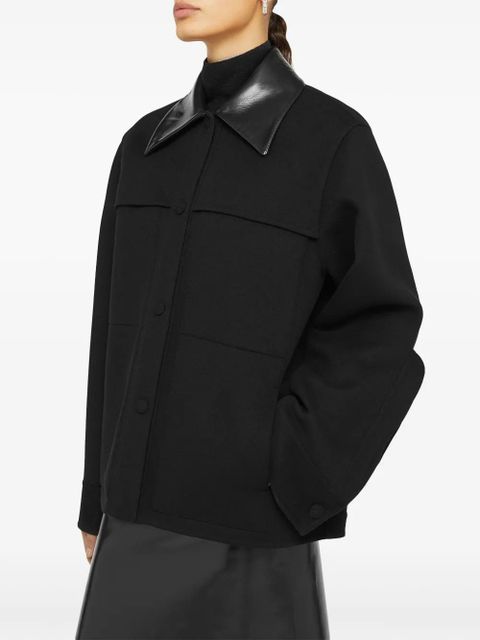 Jil Sander cutaway-collar wool shirt jacket - Black