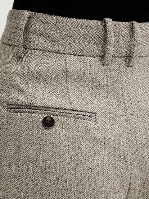 Pedro del Hierro spodnie damskie kolor beżowy szerokie high waist 7602530 - zdjęcie produktu nr 2