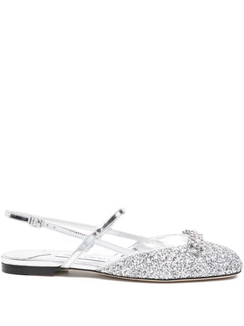 Jimmy Choo Belinda glitter-embellished slingback sandals - Silver - zdjęcie produktu nr 1