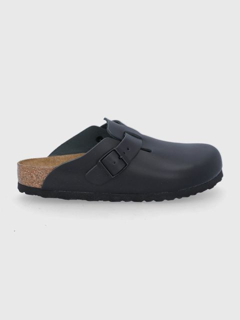 Birkenstock klapki skórzane Boston damskie kolor czarny 60193