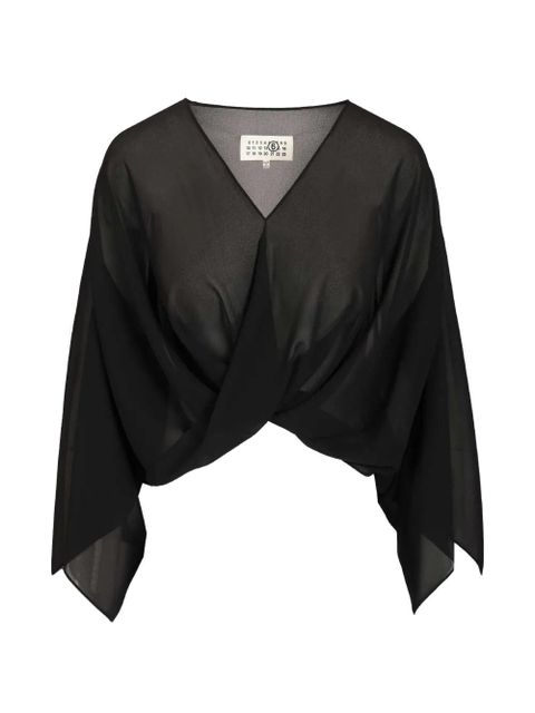 MM6 Maison Margiela draped V-neck top - Black - zdjęcie produktu nr 1