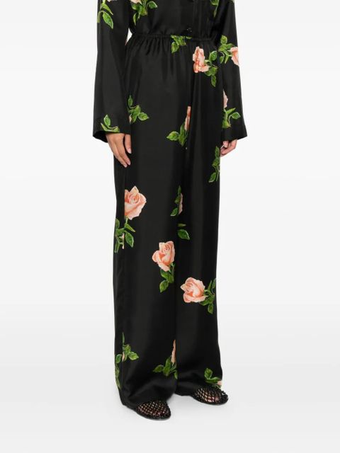 Nanushka Arvenn rose-print elastic-waist trousers - Black