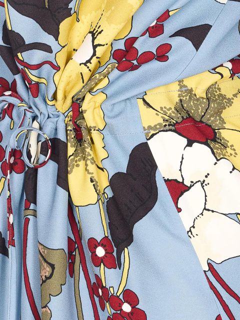 Marni floral-print V-neck dress - Blue