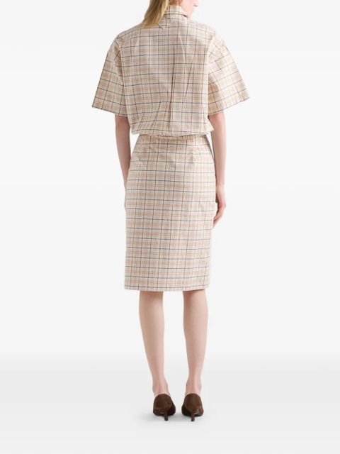 Prada embroidered checked poplin top - Neutrals - zdjęcie produktu nr 2