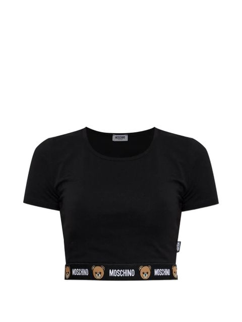 Moschino logo-print cropped T-shirt - Black - zdjęcie produktu nr 1