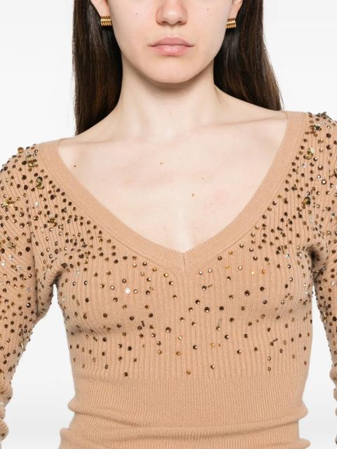 Max Mara Gang embellished V-neck sweater - Neutrals