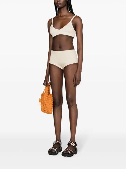 Alanui Finest high-waist ribbed shorts - Neutrals