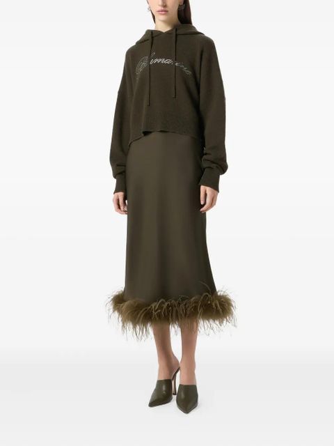 Blumarine cropped logo-embellished hoodie - Green - zdjęcie produktu nr 2