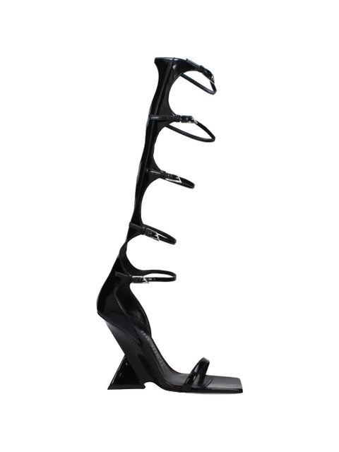 The Attico patent-leather buckle-strap sandals - Black - zdjęcie produktu nr 1