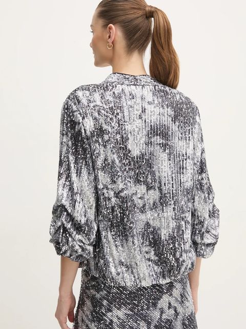 DIANE VON FURSTENBERG marynarka kolor srebrny niezapinana wzorzysta DVFJS4S003