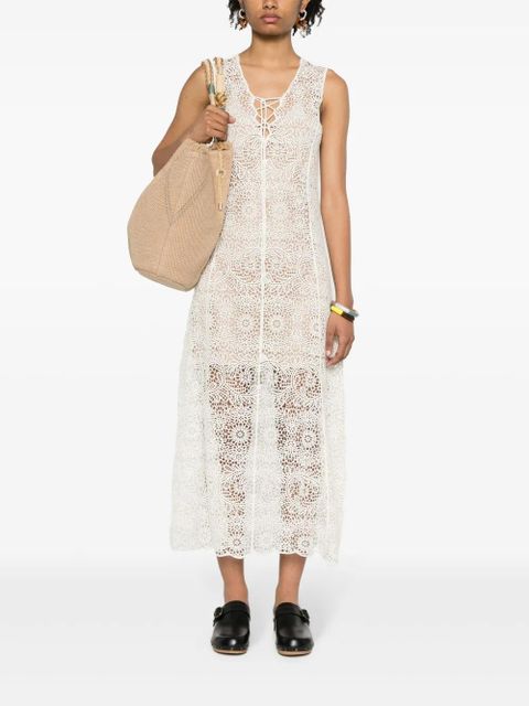 TWINSET semi-sheer crochet midi dress - White - zdjęcie produktu nr 2