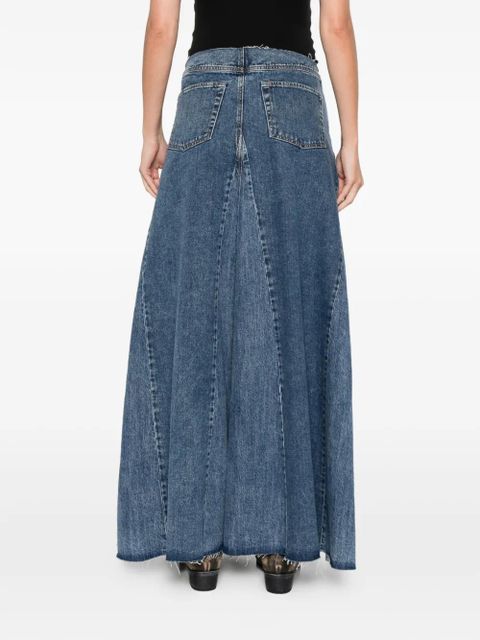 OUR LEGACY Rebel panelled frayed maxi skirt - Blue