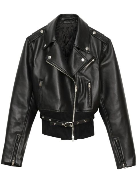 3.1 Phillip Lim belted leather biker jacket - Black - zdjęcie produktu nr 1