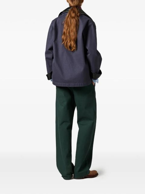 Miu Miu logo-embroidered trousers - Green