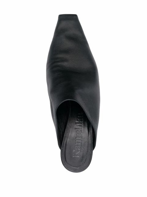 Nanushka elongated square toe 50mm mules - Black